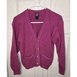 Gap Vintage Y2K Sweater Womens‎ Large Pink Barbiecore Chunky Knit Button Up